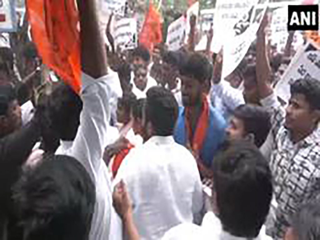 ABVP, students stage sit‑in at bus Bhavan demanding rollback of RTC fare hike