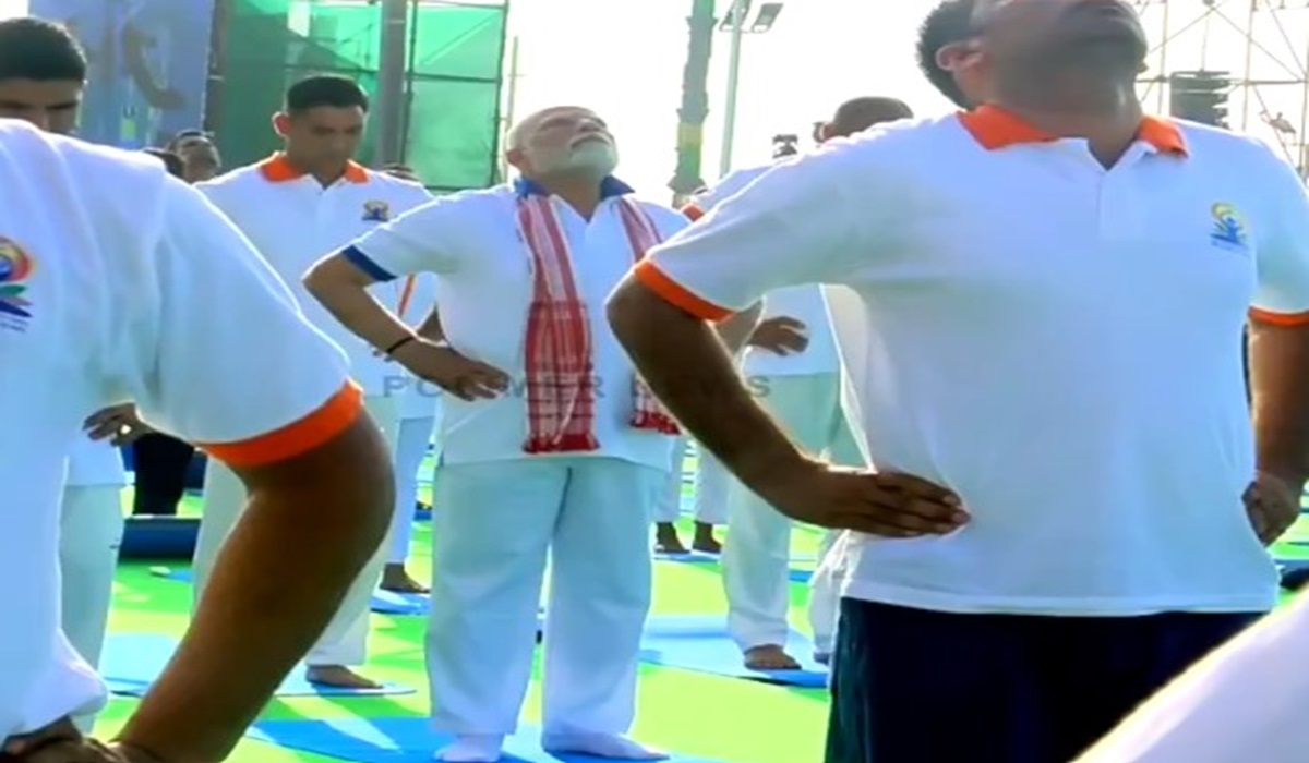 Prime Minister Narendra Modi doing yoga