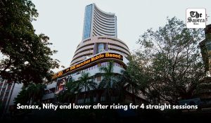 Sensex, Nifty end lower after rising for 4 straight sessions