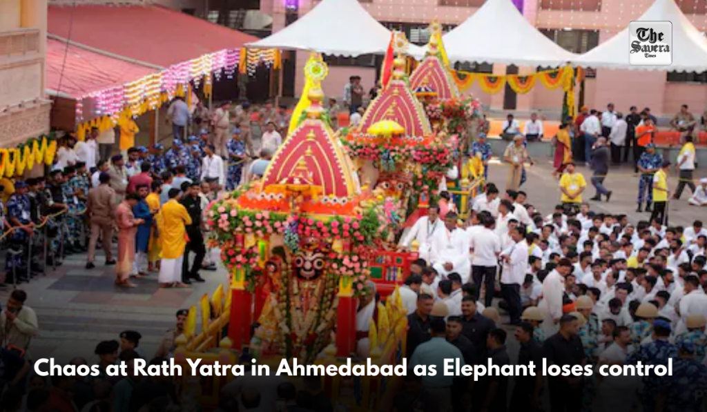 Chaos at Rath Yatra in Ahmedabad as Elephant loses control