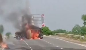 Driver killed as chemical tanker catches fire on Jaipur-Ajmer Highway