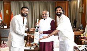 Indian all-rounders Hardik, Krunal meets Maharashtra Governor CP Radhakrishnan