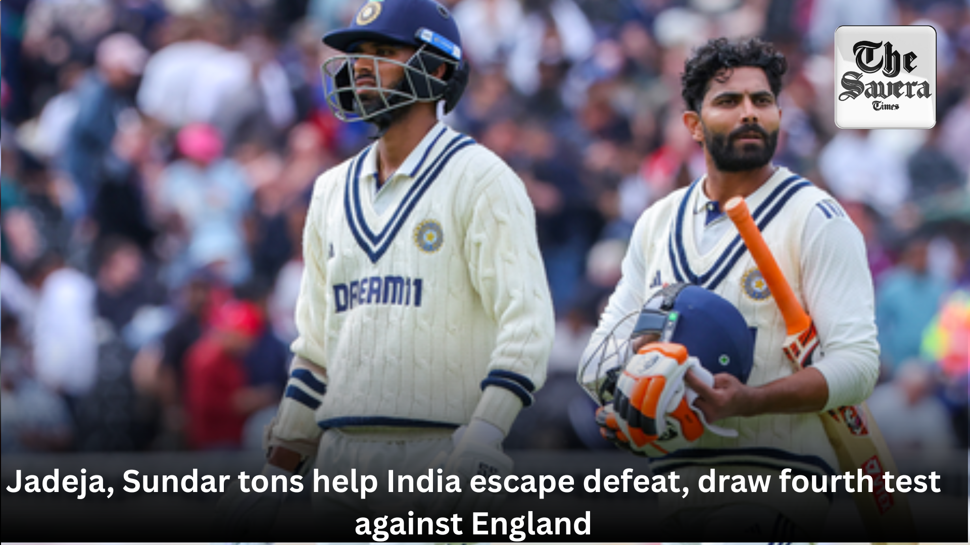 Jadeja, Sundar tons help India escape defeat, draw fourth test against England