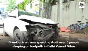 Drunk driver rams speeding Audi over 5 people sleeping on footpath in Delhi Vasant Vihar