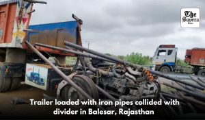 Rajasthan: Trailer loaded with iron pipes crashes on Bharatmala Highway in Balesar; Driver and helper killed