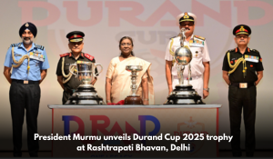 President Murmu unveils Durand Cup 2025 trophy at Rashtrapati Bhavan, Delhi