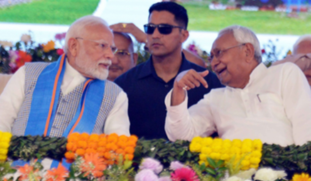 CM Nitish Kumar announces free electricity scheme at PM Modi’s rally