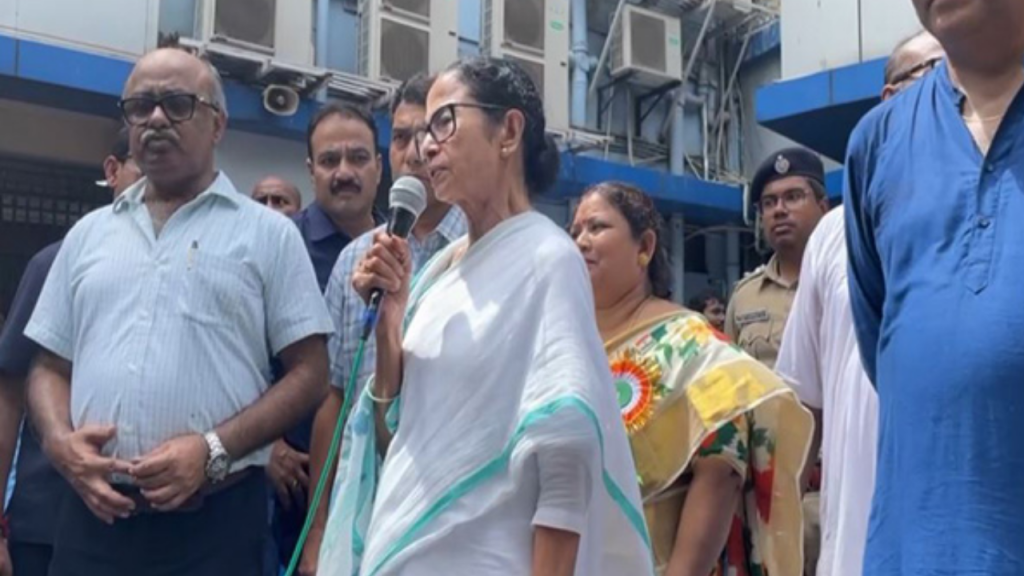 West Bengal CM Mamata Banerjee meets ailing students who fell sick during Independence Day celebrations in Kolkata
