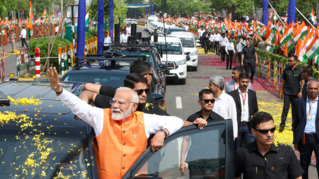 PM Modi receives grand welcome from supporters before inauguration of two major National Highway projects in Delhi
