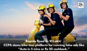 Rapido fined Rs 10 Lakh for misleading ads; Ordered to refund customers