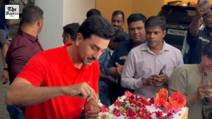Ranbir Kapoor celebrates his 43rd birthday with the paps by cutting a massive cake