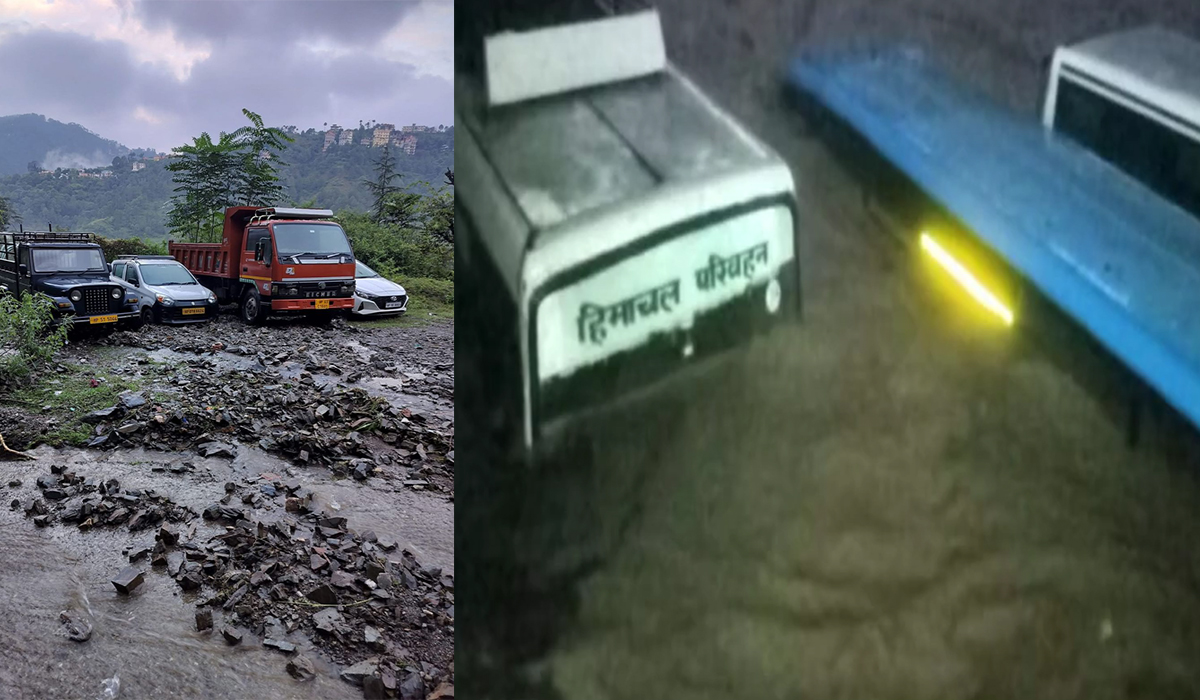Cloudburst in Dharampur: Bus stand submerged, buses and several vehicles swept away