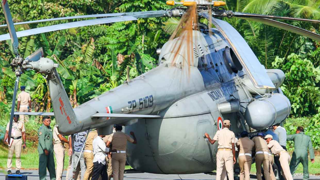 IAF Helicopter Carrying President Murmu Gets Stuck on Wet Helipad in Kerala