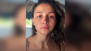 Alia Bhatt flaunts a perfect hair flip while doing her makeup