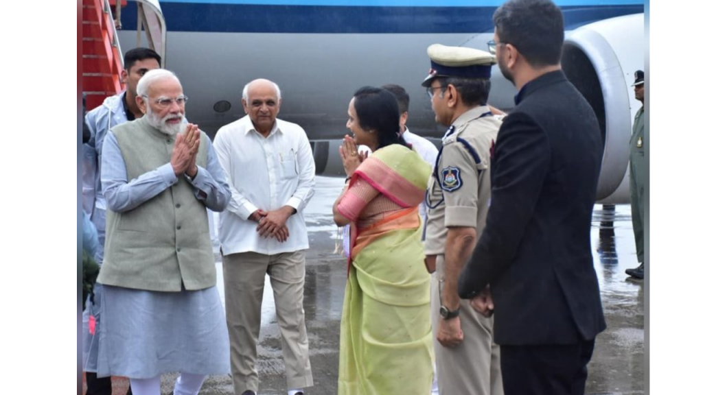 PM Modi Arrives in Gujarat for Two-Day Visit to Mark Sardar Patel’s 150th Birth Anniversary
