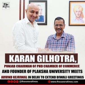 Industrialist Karan Gilhotra meets AAP Supremo Arvind Kejriwal in Delhi