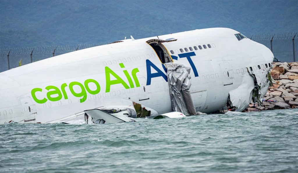 cargo plane skids off at Hong Kong airport