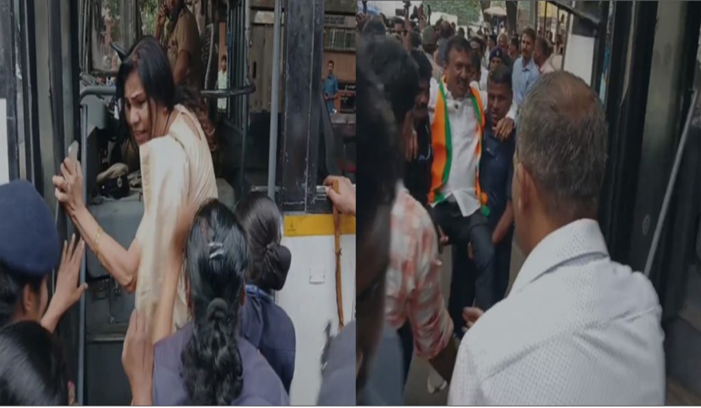 K'taka BJP leaders detained during protest march to CM's residence