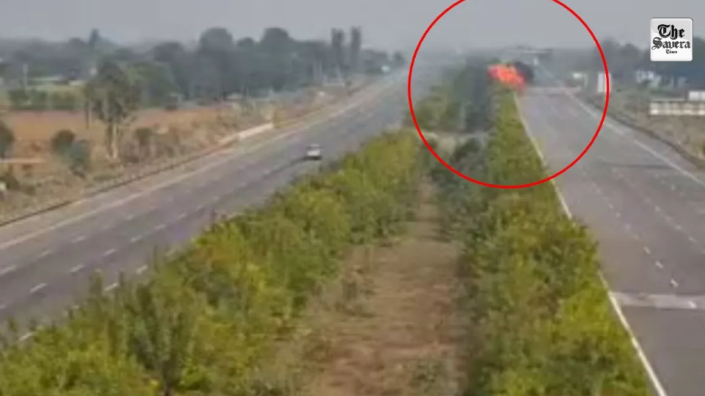 Container Explodes After Hitting Pole on Delhi-Mumbai Expressway, Driver Burnt Alive