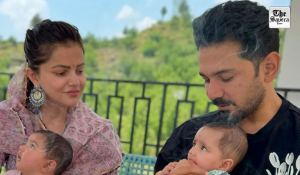 Rubina Dilaik drops a glimpse of twins Edhaa & Jeeva’s 2nd birthday celebration by the beach