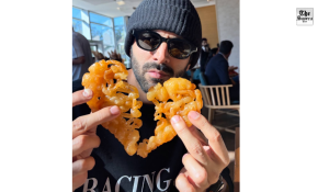 Kartik Aaryan Turns Foodie in Ahmedabad with Heart-Shaped Jalebi Treat