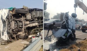 Horrific accident in Haryana: Out-of-control truck hits bike and bus, four dead