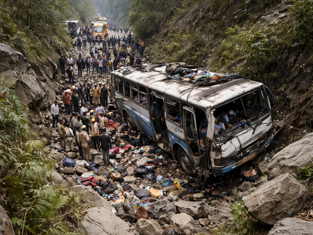 5 killed, 80 injured in bus plunges into gorge on Chhattisgarh-J’khand border