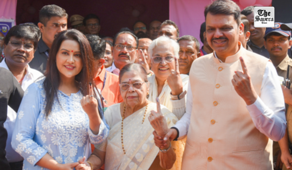 Maha local polls: CM Devendra Fadnavis casts vote along with his family