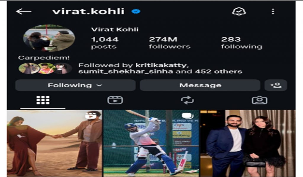 Virat Kohli’s Instagram Account Returns After Brief Disappearance