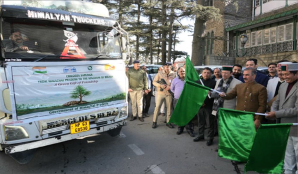 Himachal CM Flags Off Chilgoza Saplings to Bhutan