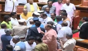 Uproar in Karnataka Assembly after Governor Gehlot walks out without completing address