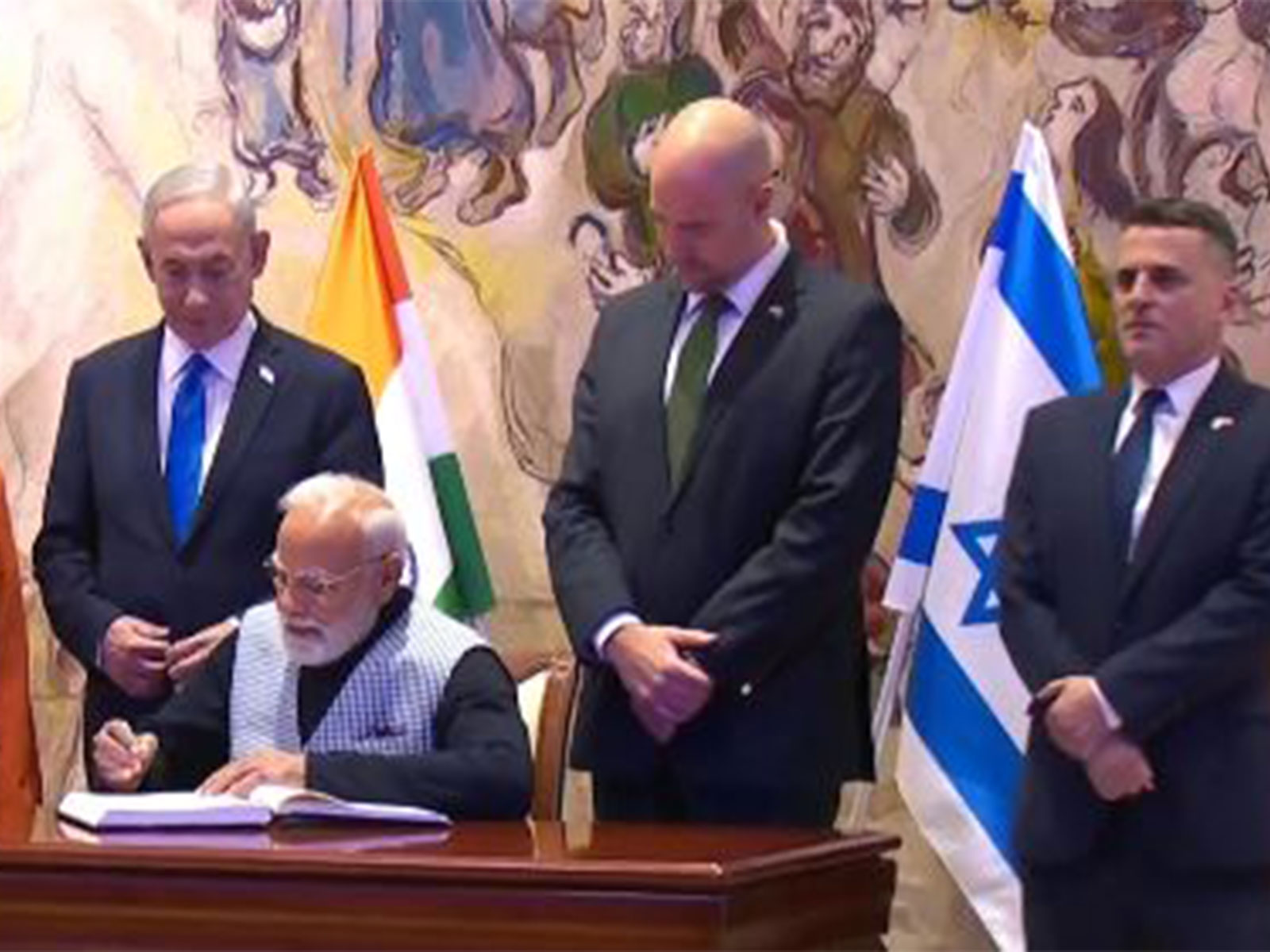 PM Modi signs Knesset guestbook ahead of historic address in Israel