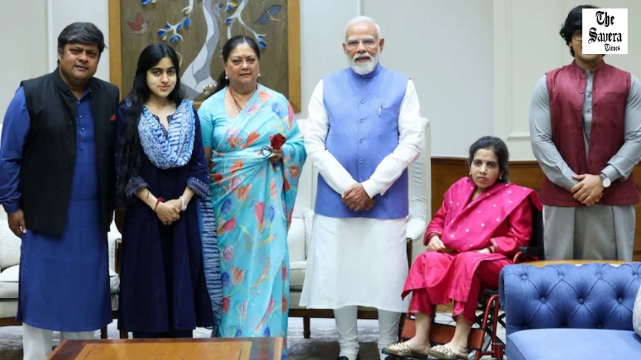 Vasundhara Raje meets PM Modi with family in Delhi
