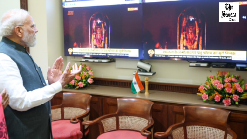 Modi Watches Ram Lalla Surya Tilak Ceremony