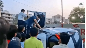 High-Speed Crash Near Subhash Chowk: Car Flips Over Metro Barriers