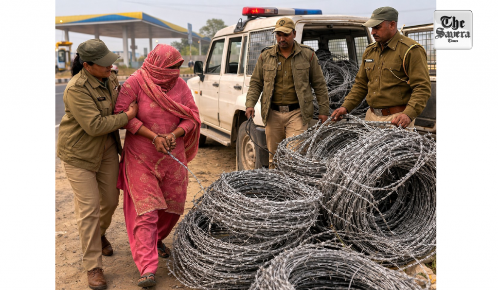 Woman Arrested for Stealing Barbed Wire from NH-9 in Hisar