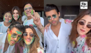 Kriti Sanon applies colour to Nupur & Stebin as they celebrate first Holi post marriage