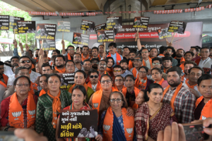 Gujarat: BJP holds ‘silent protest’ in Ahmedabad over Kharge’s ‘illiterate’ remark
