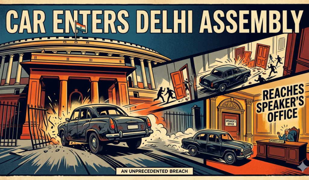 Car Enters Delhi Assembly, Reaches Speaker's Office