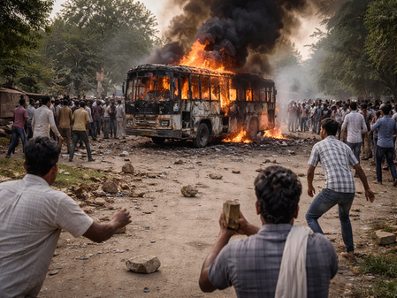 Man killed in Jodhpur bus crash; angry mob sets vehicle ablaze