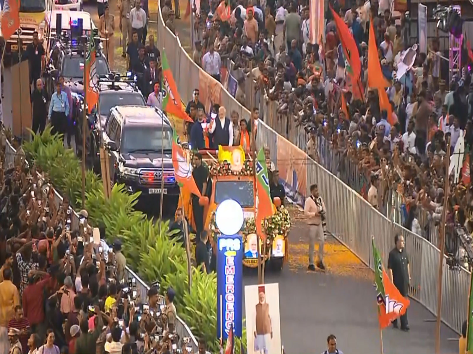 PM Modi holds massive roadshow in Thiruvananthapuram ahead of Keralam polls