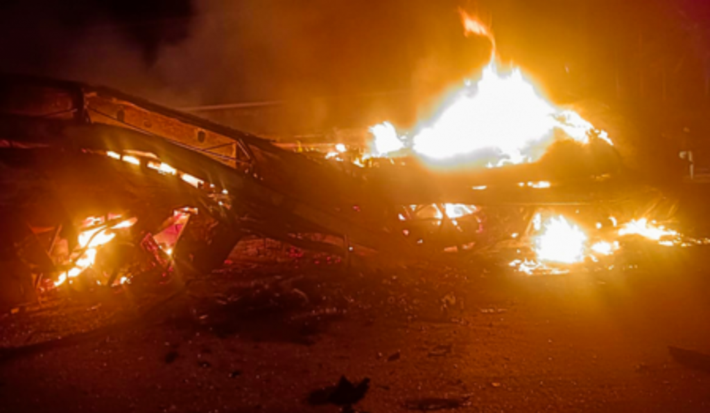 Private Travel Bus Gutted in Fire in Telangana’s Medak District, No causalities
