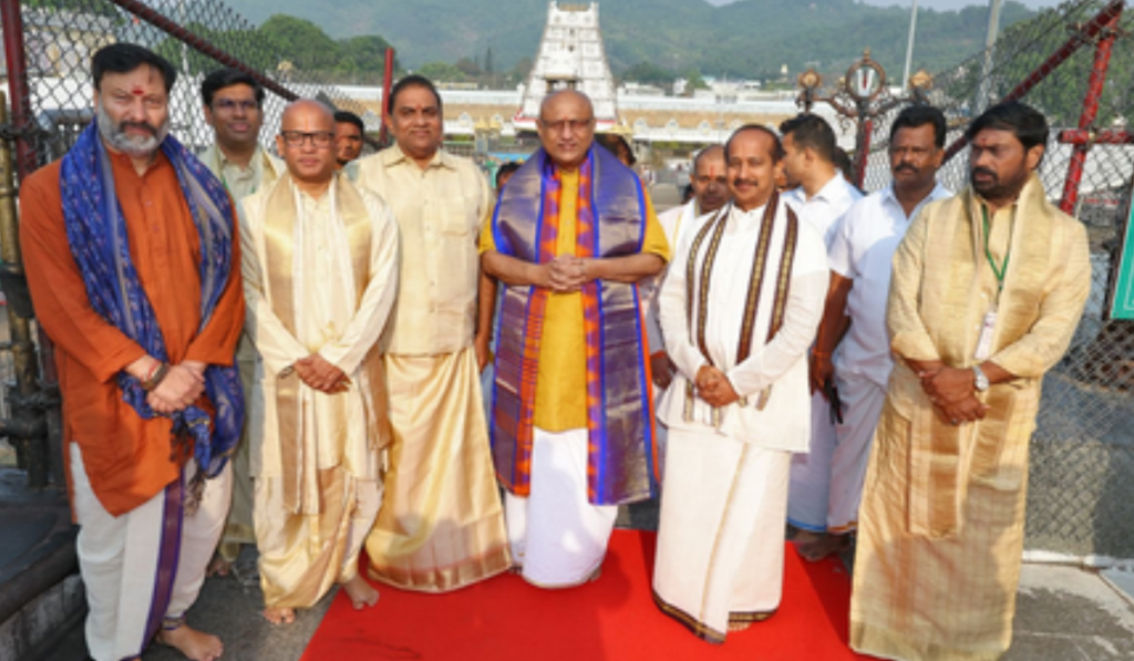 VP Radhakrishnan offers prayers at Tirumala temple