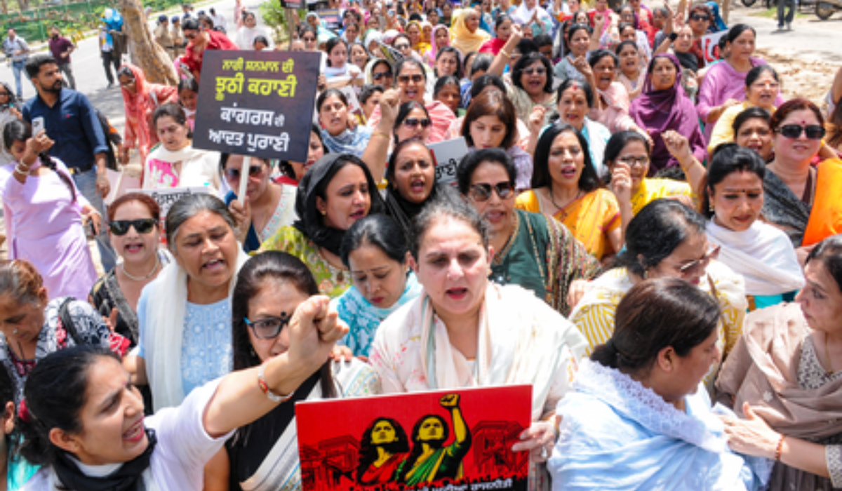 BJP activists stage protest in Chandigarh to support women quota law