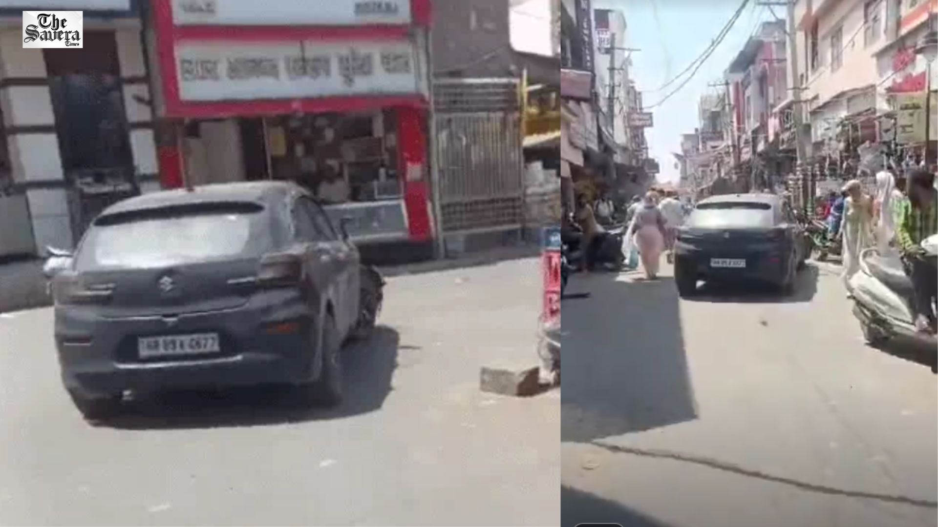 Drunk Driver in Baleno Hits Multiple Vehicles in Rohtak, Nabbed After Car Gets Stuck in Old Grain Market