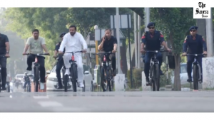 Haryana CM Nayab Singh Saini Cycles to Sukhna Lake to Promote Fuel Saving and Healthy Lifestyle