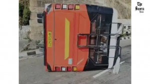 Private Bus Overturns on Chandigarh-Shimla Four-Lane Near Solan, Two Injured