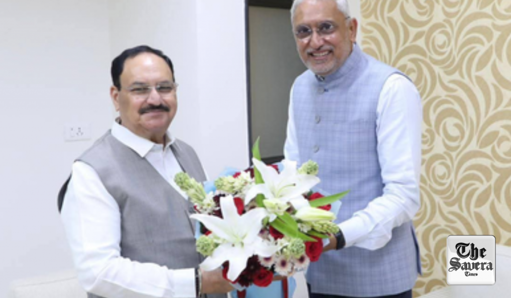 JP Nadda arrives in Gujarat for VGRC concluding session, meets state BJP chief