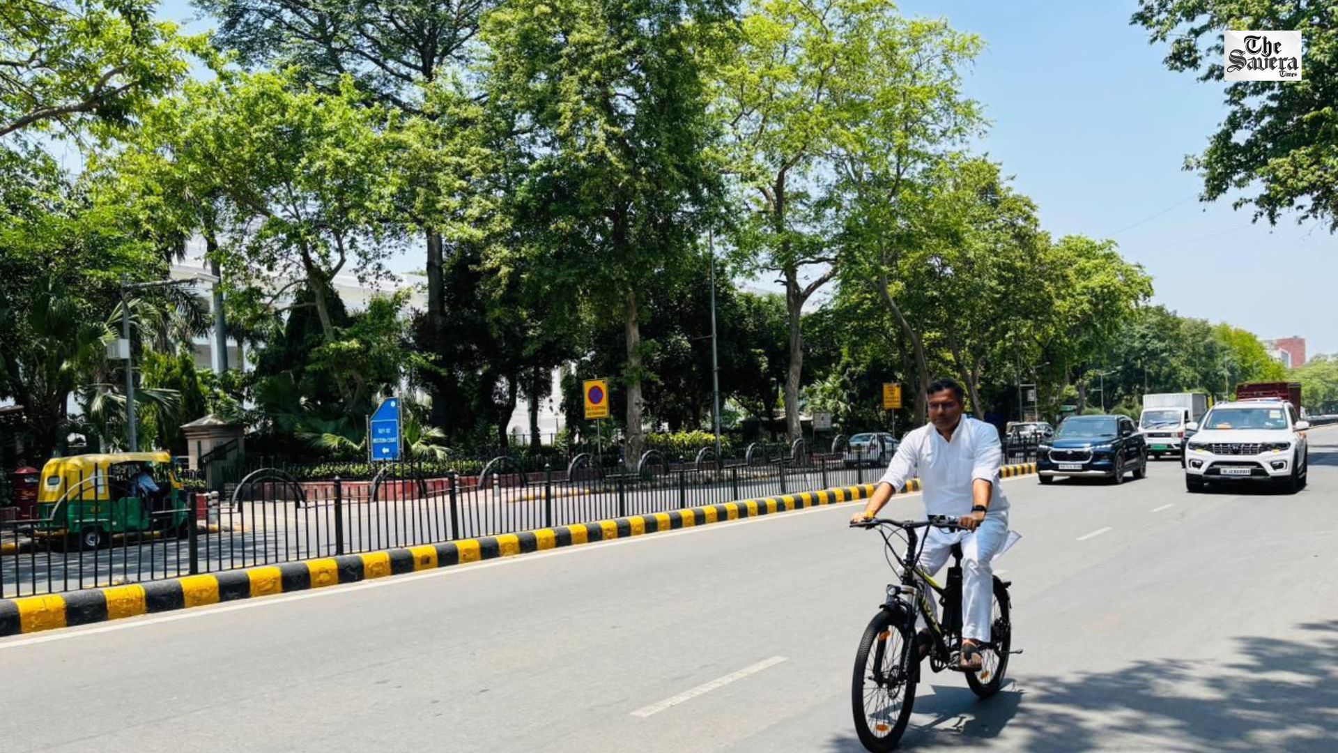 “Delhi CM Parvesh Verma Cycles to Office Ahead of NDMC Meeting in New Delhi”