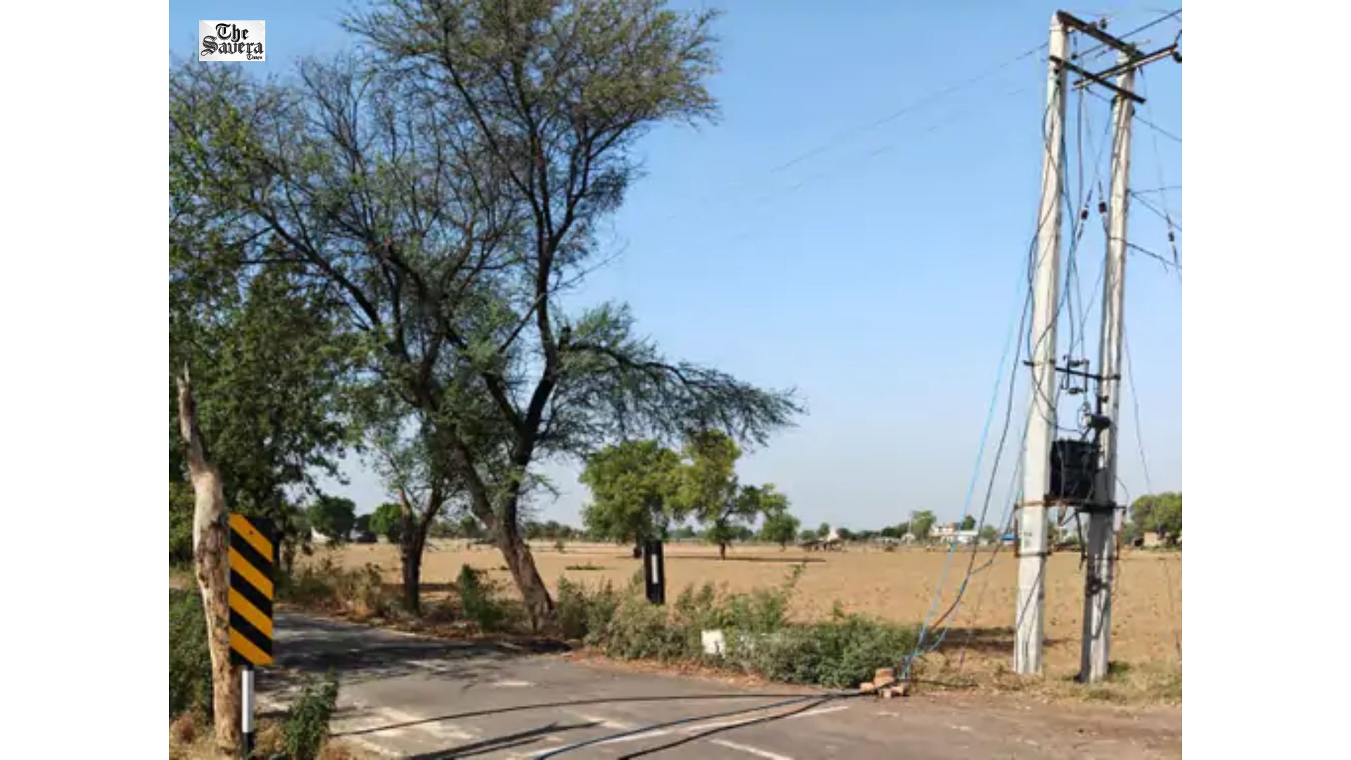 High-Voltage Wires Lie on Hisar Road for Two Days After Storm, Raising Accident Risk